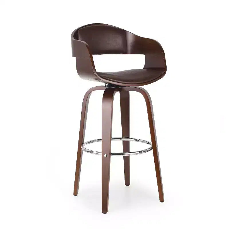 360 Swivel Bar Stool Counter Stool Dining Chair Pub Kitchen Stool, Black&Brown