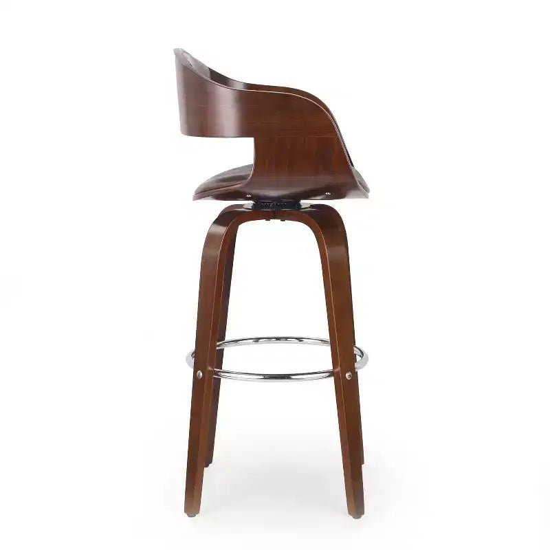 360 Swivel Bar Stool Counter Stool Dining Chair Pub Kitchen Stool, Black&Brown