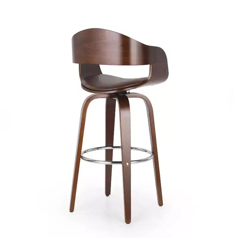 360 Swivel Bar Stool Counter Stool Dining Chair Pub Kitchen Stool, Black&Brown