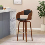 360 Swivel Bar Stool Counter Stool Dining Chair Pub Kitchen Stool, Black&Brown