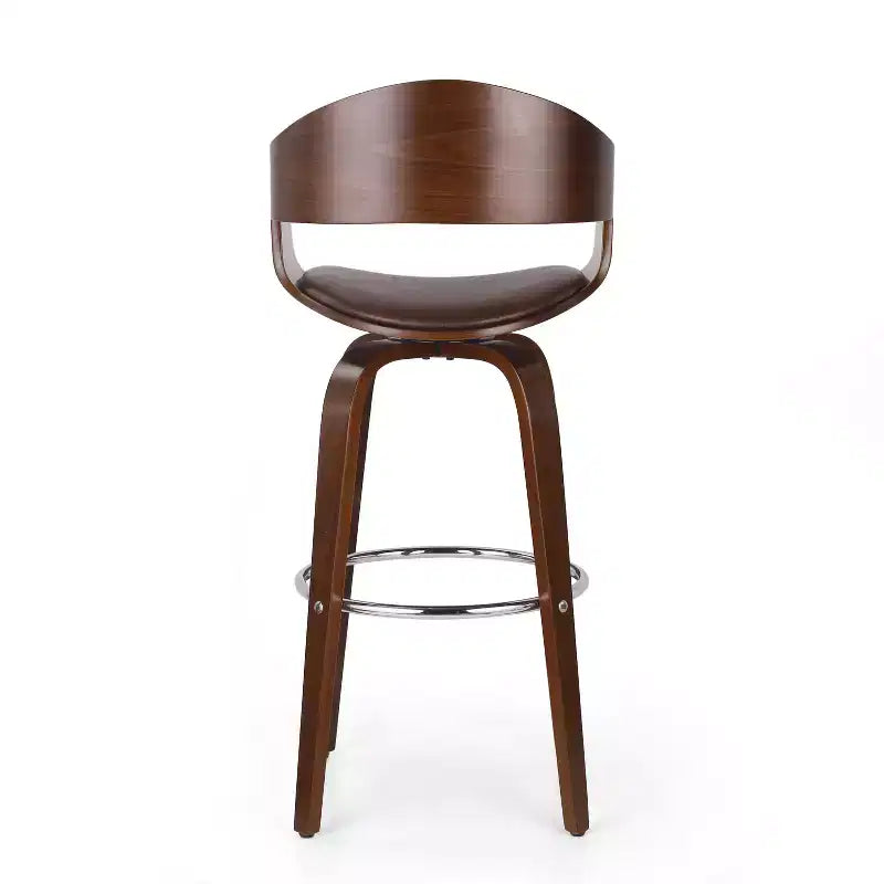 360 Swivel Bar Stool Counter Stool Dining Chair Pub Kitchen Stool, Black&Brown