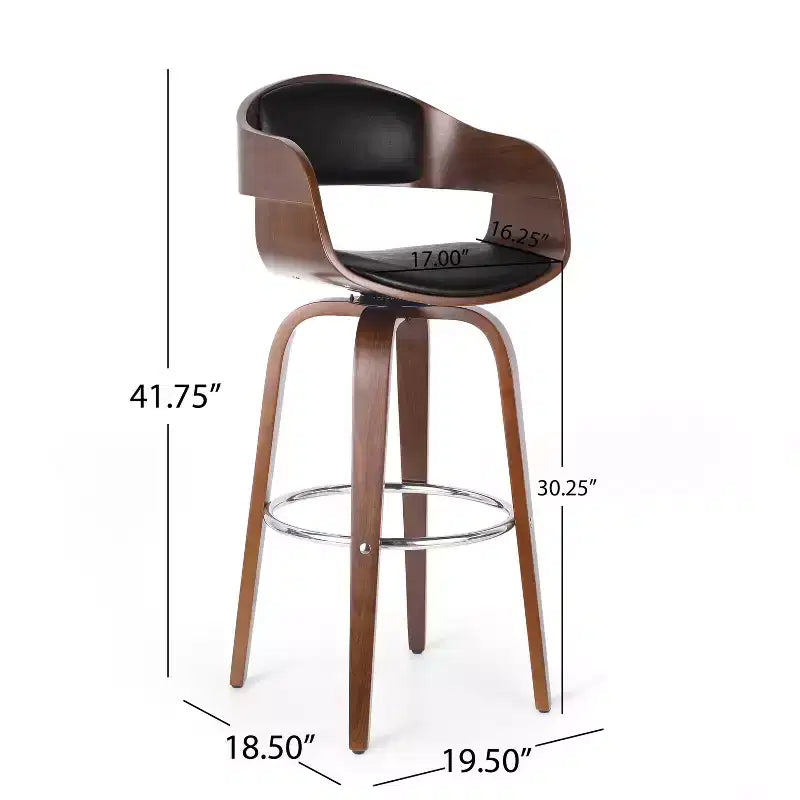 360 Swivel Bar Stool Counter Stool Dining Chair Pub Kitchen Stool, Black&Brown