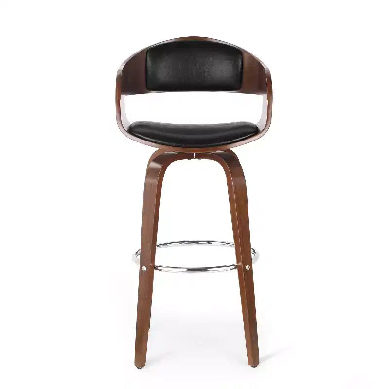 360 Swivel Bar Stool Counter Stool Dining Chair Pub Kitchen Stool, Black&Brown