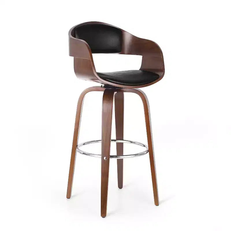 360 Swivel Bar Stool Counter Stool Dining Chair Pub Kitchen Stool, Black&Brown