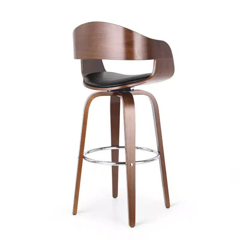 360 Swivel Bar Stool Counter Stool Dining Chair Pub Kitchen Stool, Black&Brown