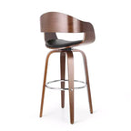 360 Swivel Bar Stool Counter Stool Dining Chair Pub Kitchen Stool, Black&Brown