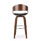 360 Swivel Bar Stool Counter Stool Dining Chair Pub Kitchen Stool, Black&Brown