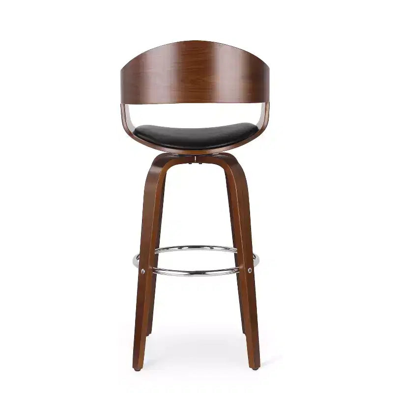 360 Swivel Bar Stool Counter Stool Dining Chair Pub Kitchen Stool, Black&Brown