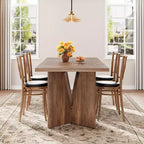 71 Inch Rectangular Dining Table for 6, Rustic Farmhouse Tall Kitchen Table with Large Tabletop, Long Wooden Dining Room Table with Heavy Duty Legs