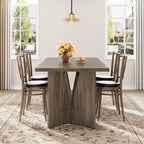 71 Inch Rectangular Dining Table for 6, Rustic Farmhouse Tall Kitchen Table with Large Tabletop, Long Wooden Dining Room Table with Heavy Duty Legs