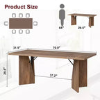 71 Inch Rectangular Dining Table for 6, Rustic Farmhouse Tall Kitchen Table with Large Tabletop, Long Wooden Dining Room Table with Heavy Duty Legs