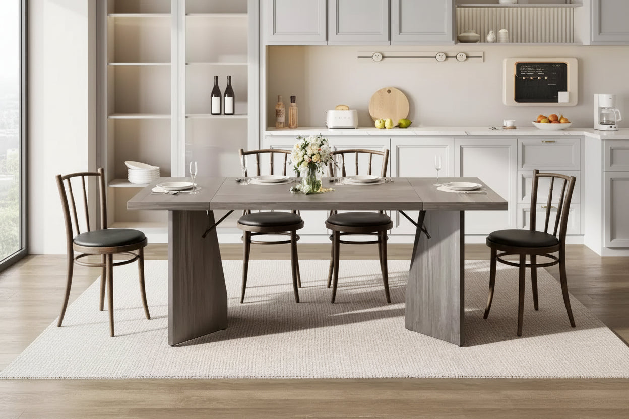 71 Inch Rectangular Dining Table for 6, Rustic Farmhouse Tall Kitchen Table with Large Tabletop, Long Wooden Dining Room Table with Heavy Duty Legs