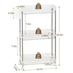 3/4 Tier Rolling Cart, Utility Cart for Kitchen Storage, Mobile Shelves Slide-Out Organizers with 2 Lockable Wheels & Hooks
