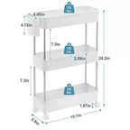 3/4 Tier Rolling Cart, Utility Cart for Kitchen Storage, Mobile Shelves Slide-Out Organizers with 2 Lockable Wheels & Hooks