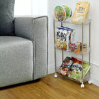 3/4 Tier Rolling Cart, Utility Cart for Kitchen Storage, Mobile Shelves Slide-Out Organizers with 2 Lockable Wheels & Hooks