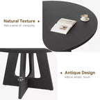 47-Inch Round Large Dining Table for 4 to 6, Farmhouse Dinner Table with Wooden Top and Legs for Dining Room Black (Only Table)