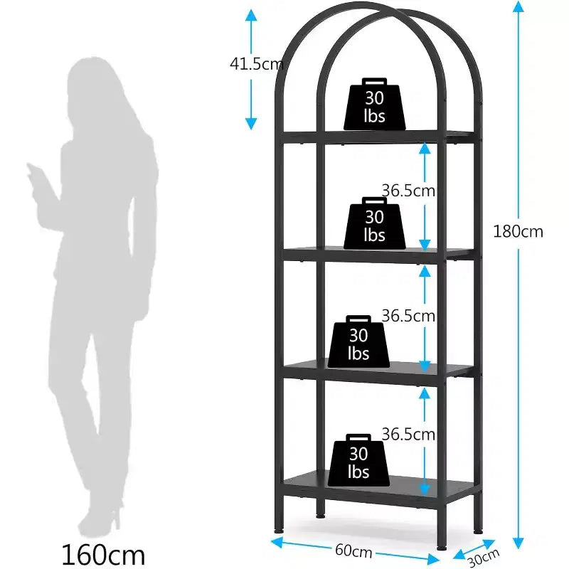 70.8 4-Tier Open Arched Bookshelf