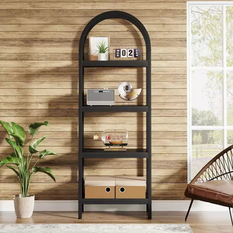 70.8 4-Tier Open Arched Bookshelf