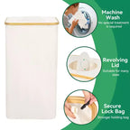 100L Beige Laundry Hamper & Recycling Bin with Lid, 2 Liners, Collapsible, Waterproof