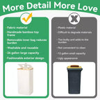100L Beige Laundry Hamper & Recycling Bin with Lid, 2 Liners, Collapsible, Waterproof