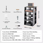 5-Tier AV Media Stand,Wooden Audio-Video Media Stand for DVD Players/Cable Boxes/Games Consoles, Height-Adjustable Media Storage Cabinet, Black