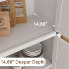 71.6 Tall Arched Kitchen Pantry Cabinet Farmhouse Storage with Doors, Large Bookshelf with Doors