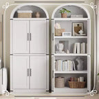 71.6 Tall Arched Kitchen Pantry Cabinet Farmhouse Storage with Doors, Large Bookshelf with Doors