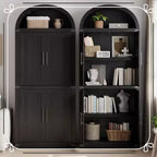 71.6 Tall Arched Kitchen Pantry Cabinet Farmhouse Storage with Doors, Large Bookshelf with Doors