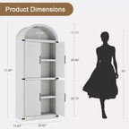 71.6 Tall Arched Kitchen Pantry Cabinet Farmhouse Storage with Doors, Large Bookshelf with Doors
