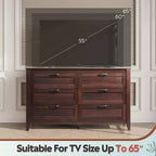 6-Drawer Dresser, Large Storage Cabinet for Bedroom, Living Room, Entryway, Retro Wood Chest of Drawers with Metal Handles & Anti-Tip Design, 54-Inch
