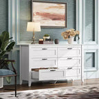 6-Drawer Dresser, Large Storage Cabinet for Bedroom, Living Room, Entryway, Retro Wood Chest of Drawers with Metal Handles & Anti-Tip Design, 54-Inch