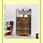 5 Drawers Dresser for Bedroom - Fabric Storage Tower with Wood Top, Sturdy Steel Frame, Easy Pull Handle Dressers
