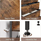 5 Drawers Dresser for Bedroom - Fabric Storage Tower with Wood Top, Sturdy Steel Frame, Easy Pull Handle Dressers