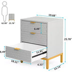 Modern Nightstand with 3 Drawers, White Bedside Table for Bedroom, Sofa Side End Table with Storage Drawers