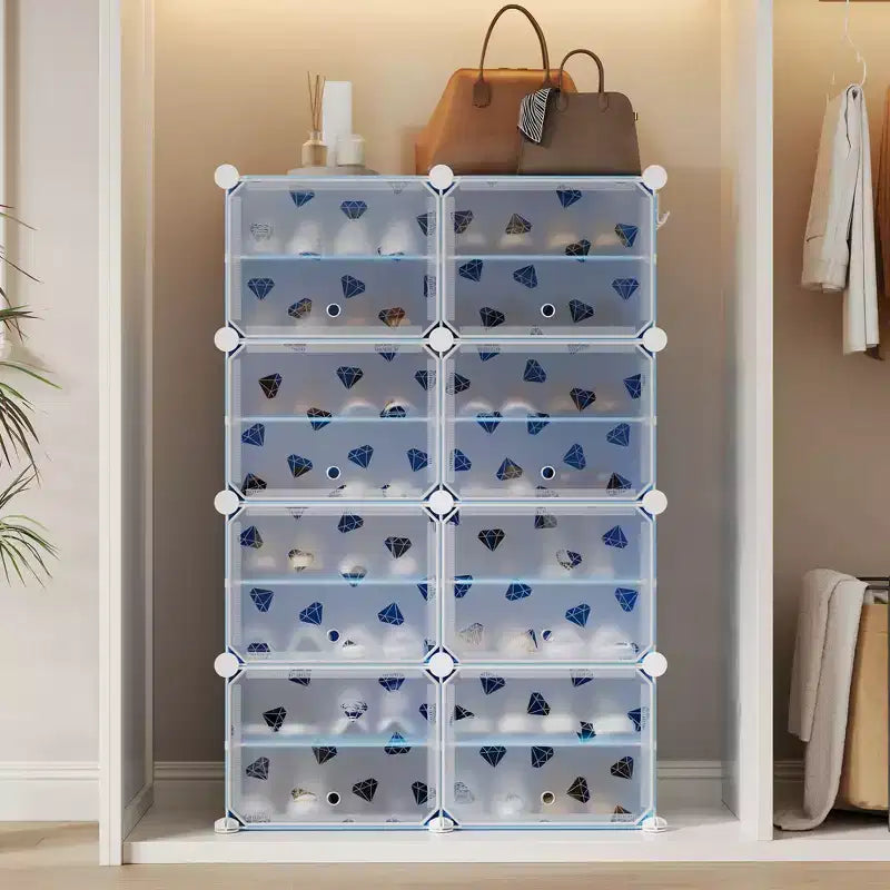 Expandable 8-Tier Shoe Rack Organizer with Door Holds 32 Pairs Detachable Shoe Storage Cabinet Space-Saving Entryway & Bedroom Organizer