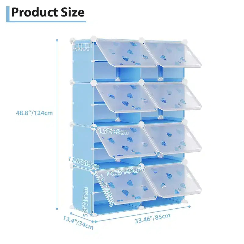 Expandable 8-Tier Shoe Rack Organizer with Door Holds 32 Pairs Detachable Shoe Storage Cabinet Space-Saving Entryway & Bedroom Organizer
