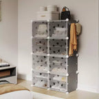 Expandable 8-Tier Shoe Rack Organizer with Door Holds 32 Pairs Detachable Shoe Storage Cabinet Space-Saving Entryway & Bedroom Organizer
