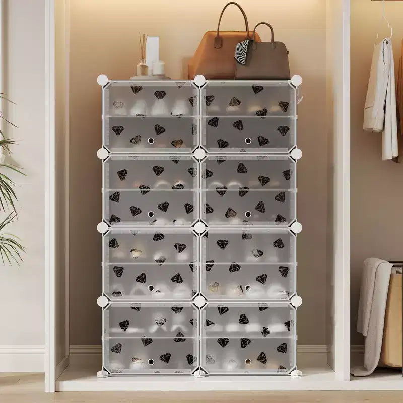 Expandable 8-Tier Shoe Rack Organizer with Door Holds 32 Pairs Detachable Shoe Storage Cabinet Space-Saving Entryway & Bedroom Organizer