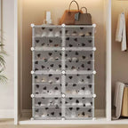Expandable 8-Tier Shoe Rack Organizer with Door Holds 32 Pairs Detachable Shoe Storage Cabinet Space-Saving Entryway & Bedroom Organizer