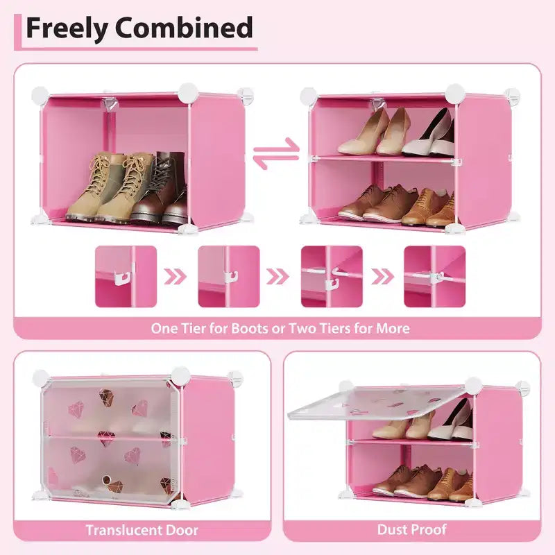 Expandable 8-Tier Shoe Rack Organizer with Door Holds 32 Pairs Detachable Shoe Storage Cabinet Space-Saving Entryway & Bedroom Organizer