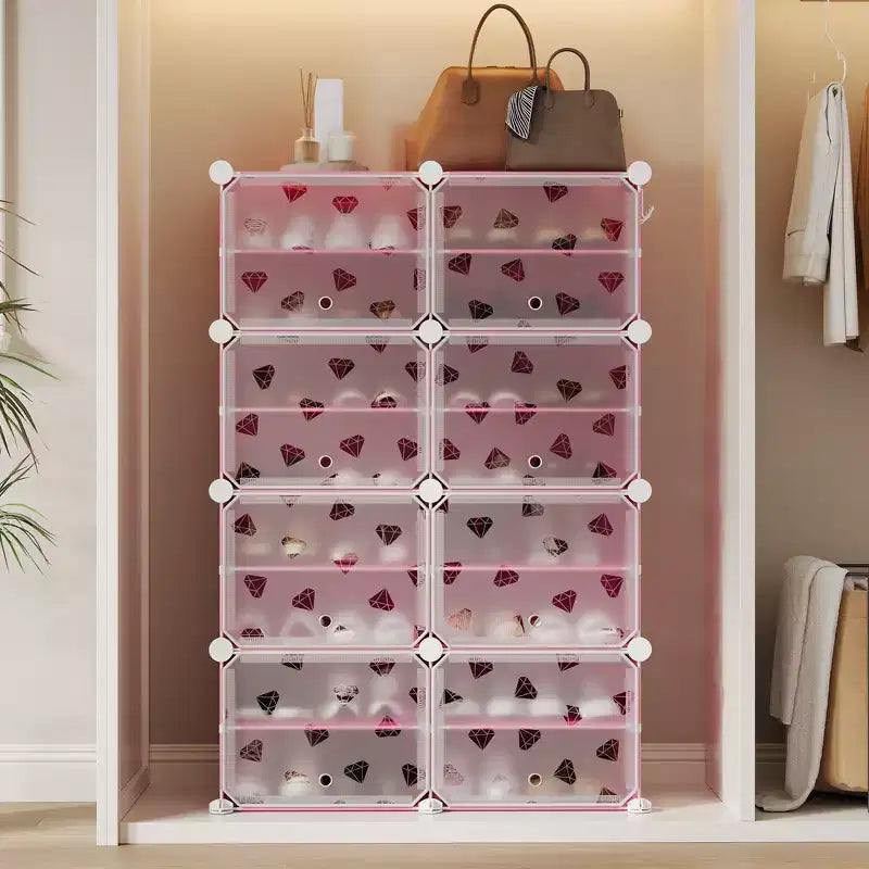 Expandable 8-Tier Shoe Rack Organizer with Door Holds 32 Pairs Detachable Shoe Storage Cabinet Space-Saving Entryway & Bedroom Organizer