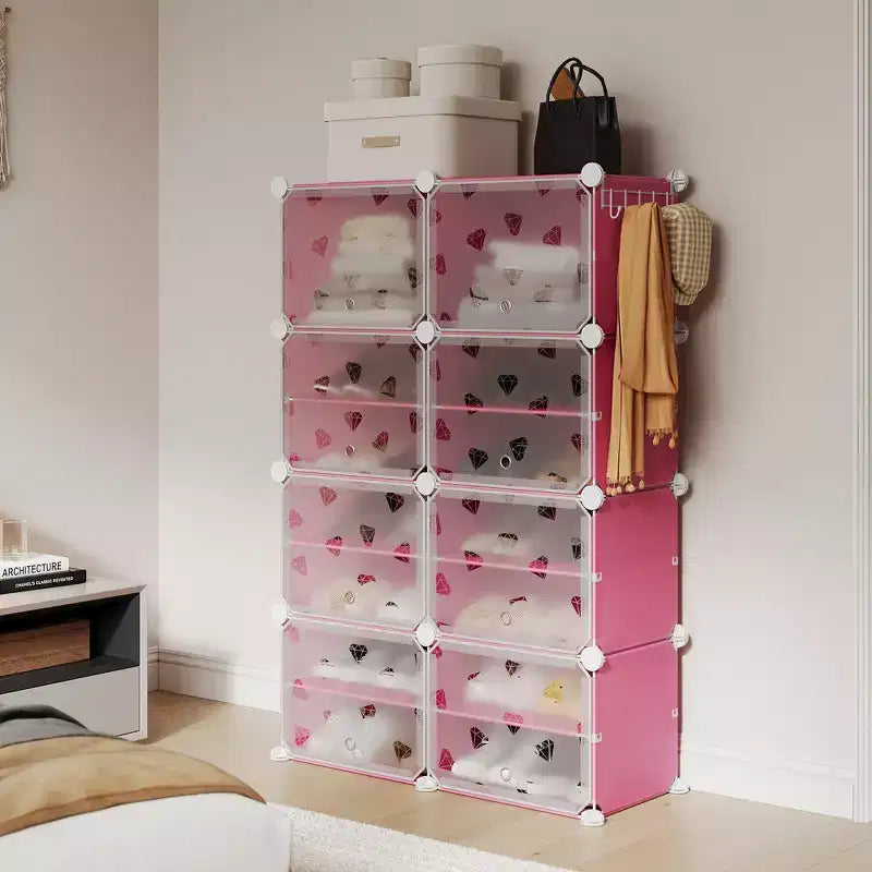 Expandable 8-Tier Shoe Rack Organizer with Door Holds 32 Pairs Detachable Shoe Storage Cabinet Space-Saving Entryway & Bedroom Organizer
