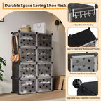 Expandable 8-Tier Shoe Rack Organizer with Door Holds 32 Pairs Detachable Shoe Storage Cabinet Space-Saving Entryway & Bedroom Organizer