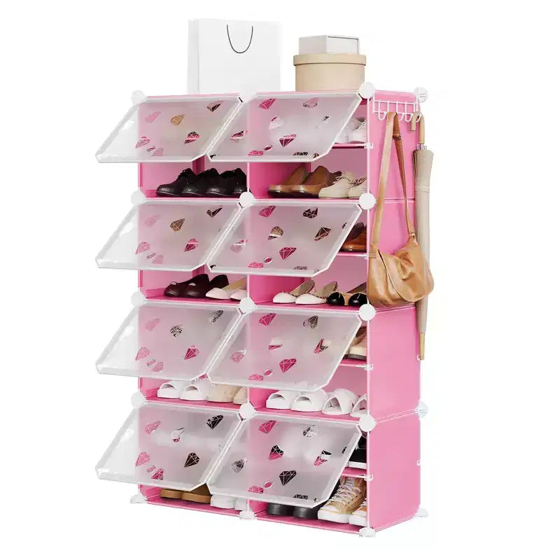 Expandable 8-Tier Shoe Rack Organizer with Door Holds 32 Pairs Detachable Shoe Storage Cabinet Space-Saving Entryway & Bedroom Organizer