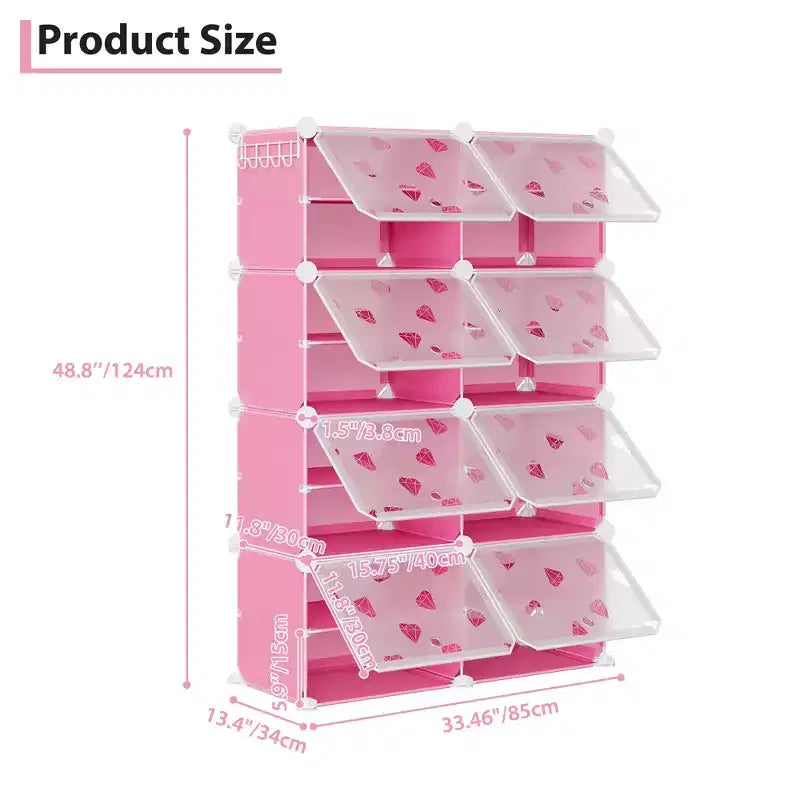 Expandable 8-Tier Shoe Rack Organizer with Door Holds 32 Pairs Detachable Shoe Storage Cabinet Space-Saving Entryway & Bedroom Organizer