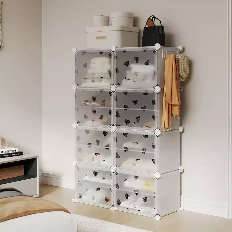 Expandable 8-Tier Shoe Rack Organizer with Door Holds 32 Pairs Detachable Shoe Storage Cabinet Space-Saving Entryway & Bedroom Organizer