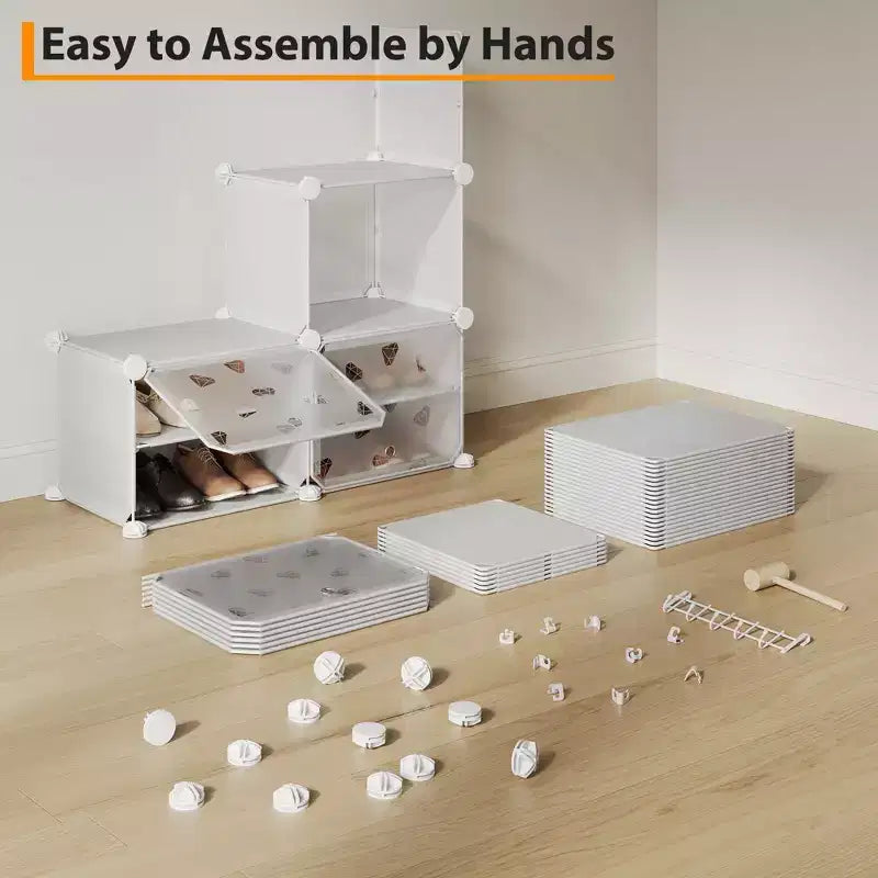 Expandable 8-Tier Shoe Rack Organizer with Door Holds 32 Pairs Detachable Shoe Storage Cabinet Space-Saving Entryway & Bedroom Organizer