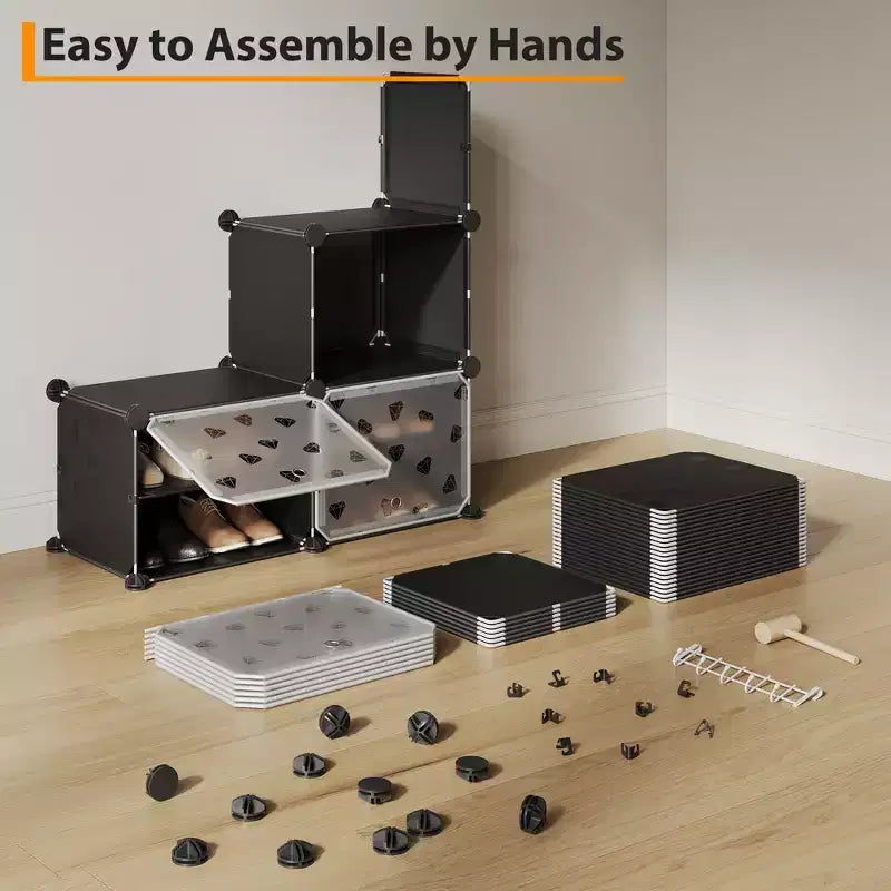 Expandable 8-Tier Shoe Rack Organizer with Door Holds 32 Pairs Detachable Shoe Storage Cabinet Space-Saving Entryway & Bedroom Organizer