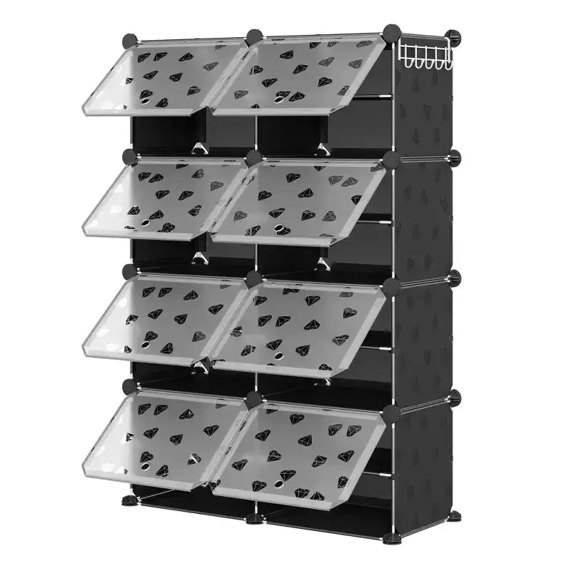 Expandable 8-Tier Shoe Rack Organizer with Door Holds 32 Pairs Detachable Shoe Storage Cabinet Space-Saving Entryway & Bedroom Organizer