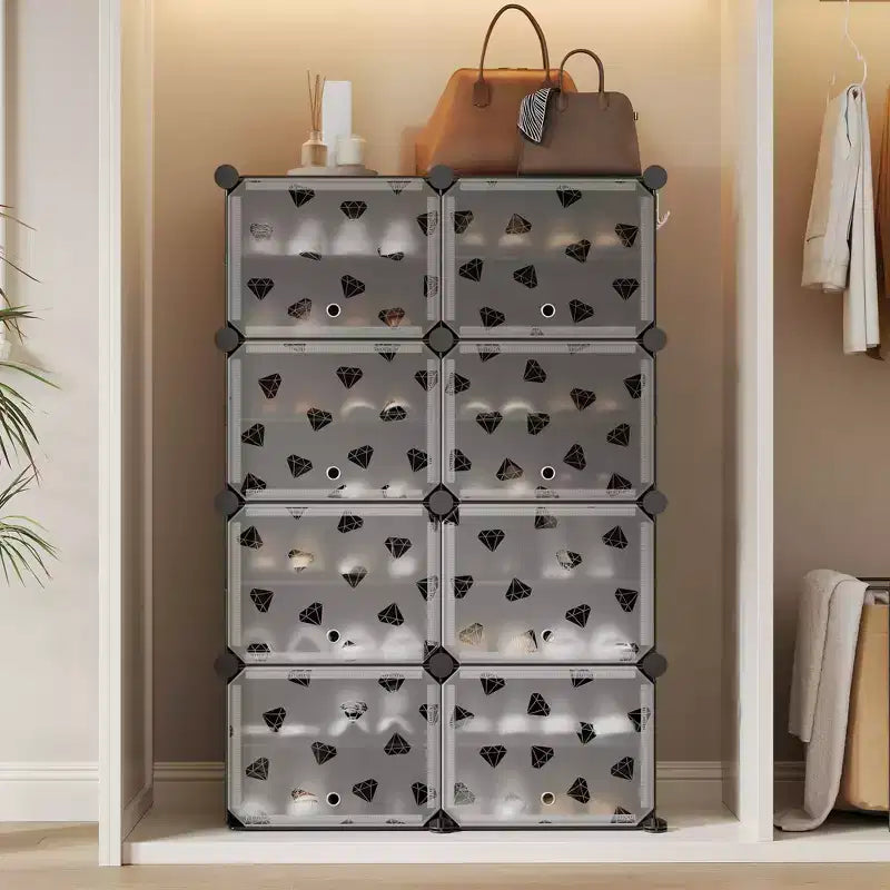 Expandable 8-Tier Shoe Rack Organizer with Door Holds 32 Pairs Detachable Shoe Storage Cabinet Space-Saving Entryway & Bedroom Organizer